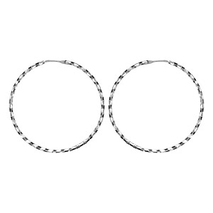 Créoles en argent rhodié fantaisies strié noir diamètre 37mm