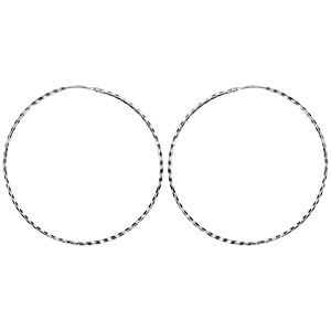 Créoles en argent rhodié fantaisies strié noir diamètre 62mm