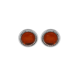 Boucles d’oreille en argent rhodié Ambre véritable de 6mm et fermoir poussette