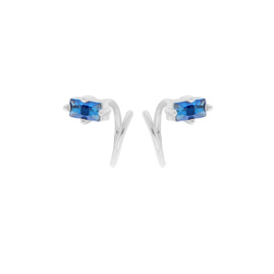 Boucles d’oreille en argent rhodié enroulée avec oxyde bleu foncé