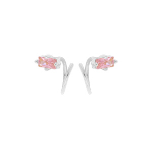 Boucles d'oreille en argent rhodié enroulée avec oxyde rose