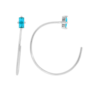 Créoles passantes en argent rhodié enroulée avec oxyde bleu ciel