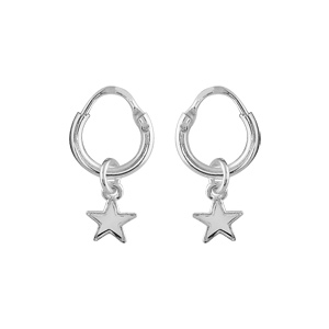Créoles en argent petit format avec étoiles suspendues