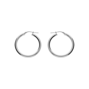 Créoles en Argent rhodié fil lisse en 2mm et diamètre 30mm