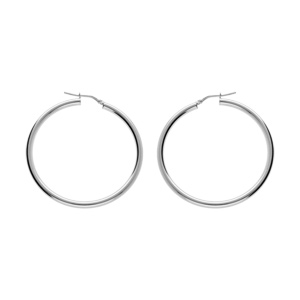 Créoles en argent rhodié fil lisse en 3mm et diamètre 45mm