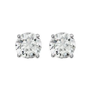 Boucles d’oreilles en argent rhodié oxyde rond blanc de 9mm serti 4 griffes et fermoir poussette