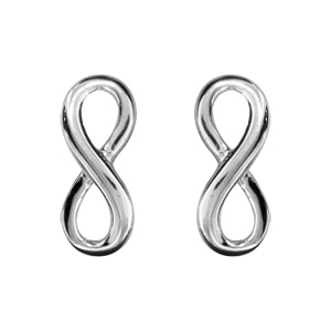 Boucles d’oreilles en argent rhodié infini lisse petit modèle et fermoir poussette