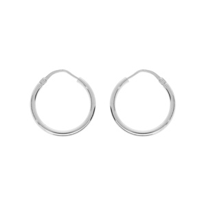 Créoles en Argent rhodié fil lisse en 2mm et diamètre 20 mm
