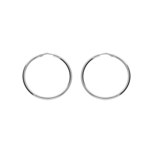 Créoles en Argent rhodié fil lisse en 2mm et diamètre 35mm