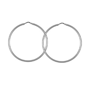 Créoles en Argent rhodié fil lisse en 2mm et diamètre 48mm