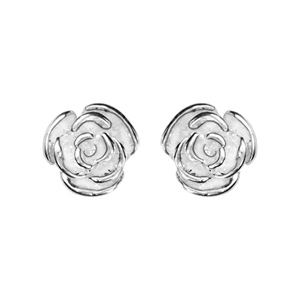 Boucles d’oreilles en argent motif fleur et fermoir poussette