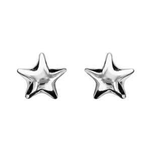 Boucles d'oreilles en argent étoile bombée et fermoir poussette