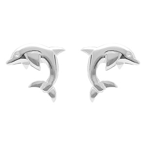 Boucles d'oreilles en argent dauphin et fermoir poussette