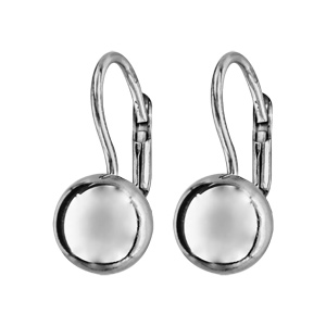Boucles d’oreilles en argent rhodié boule de 8mm et fermoir dormeuse