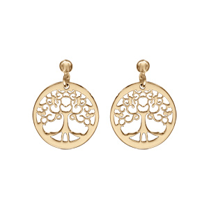 Boucles d’oreille tige en argent et dorure jaune, motif arbre de vie