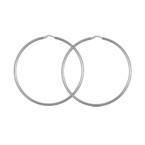 Créoles en Argent rhodié fil lisse en 2mm et diamètre 54mm