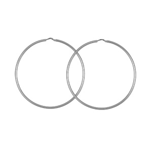 Créoles en Argent rhodié fil lisse en 2mm et diamètre 65mm