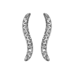 Boucles d’oreilles en argent rhodié vague en oxydes blancs et fermoir poussette