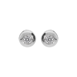 Boucles d’oreilles en argent rhodié oxyde blanc serti clos et fermoir poussette