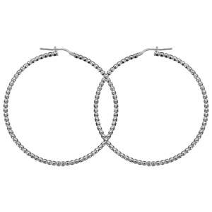 Créoles en argent rhodié fantaisies boules diamètre 53mm