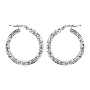 Créoles en Argent rhodié fantaisies avec croisillons diamètre 25mm