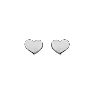 Boucles d’oreilles en argent rhodié petit coeur lisse et fermoir poussette