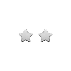 Boucles d’oreilles en argent rhodié petite étoile lisse et fermoir poussette