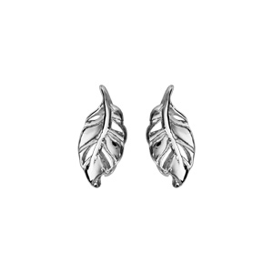 Boucles d’oreilles en argent rhodié feuille ajourée et fermoir poussette