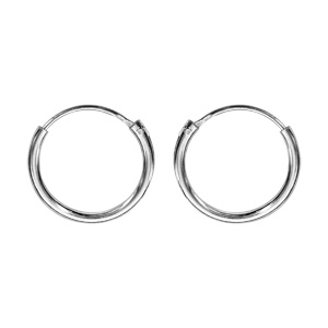 Créoles en argent rhodié fil de 1,20mm diamètre 12mm