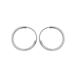 Créoles en argent platiné tube diamètre 14mm