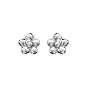 Boucles d’oreilles en argent rhodié petite fleur et fermoir poussette