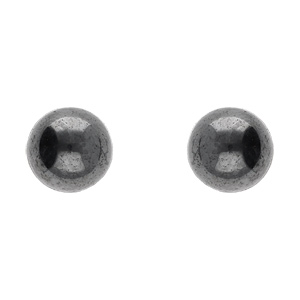 Boucles d’oreille tige argent rhodié boule hematite 4mm