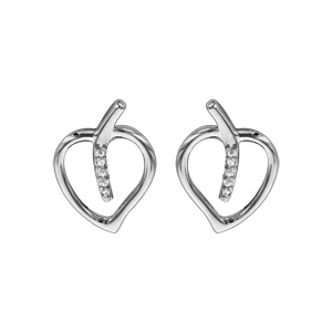 Boucles d'oreilles en argent rhodié coeur oxydes blancs sertis