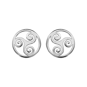 Boucles d’oreilles en argent rhodié motif triskel fermoir à poussette