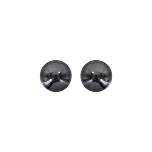 Boucles d’oreilles en argent rhodié boule hématite 6mm et fermoir poussette