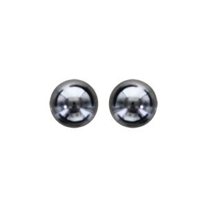 Boucles d'oreilles en argent rhodié perle de synthèse noire 8mm et fermoir poussette