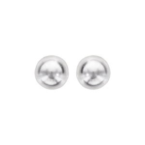 Boucles d’oreilles en argent rhodié perle de synthèse blanche 8mm et fermoir poussette