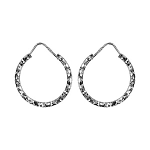 Créoles en argent rhodié fantaisies diamantées 20mm