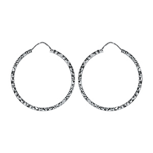 Créoles en Argent rhodié fantaisies diamantées 35mm