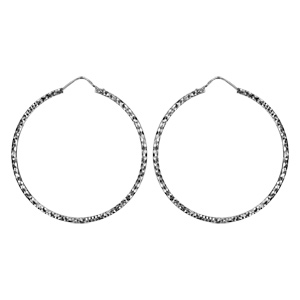 Créoles en Argent rhodié fantaisies diamantées 46mm