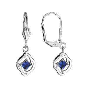 Boucles d’oreilles en argent rhodié carré suspendu avec oxyde bleu foncé et fermoir dormeuse