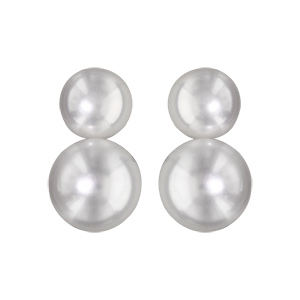 Boucles d’oreille en argent rhodié 2 perles d’eau douce (7mm et 9mm) et fermoir tige