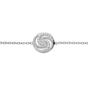 Bracelet en argent rhodié chaîne avec cercle oxydes blancs sertis 16+2cm