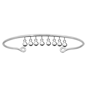 Bracelet jonc en argent rhodié pastilles pendantes
