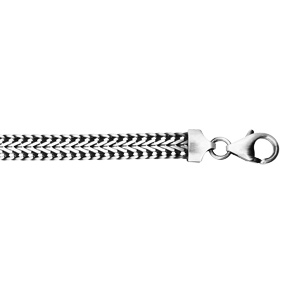 Bracelet en argent massif patiné maille large queue de renard 23cm