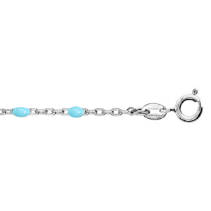 Bracelet en argent rhodié chaîne avec perles turquoise de synthèse 15+3cm