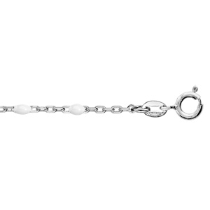 Bracelet en argent rhodié chaîne avec perles blanches 15+3cm