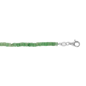 Bracelet en argent rhodié rondelles pierre Jade vert 17+3cm