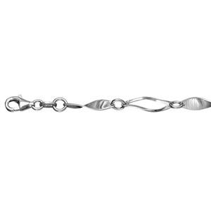Bracelet en argent rhodié alternance de maillons en forme de feuilles fantaisie lisse et ajourés – longueur 18cm