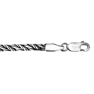 Bracelet en argent patinée maille ronde longueur 19cm